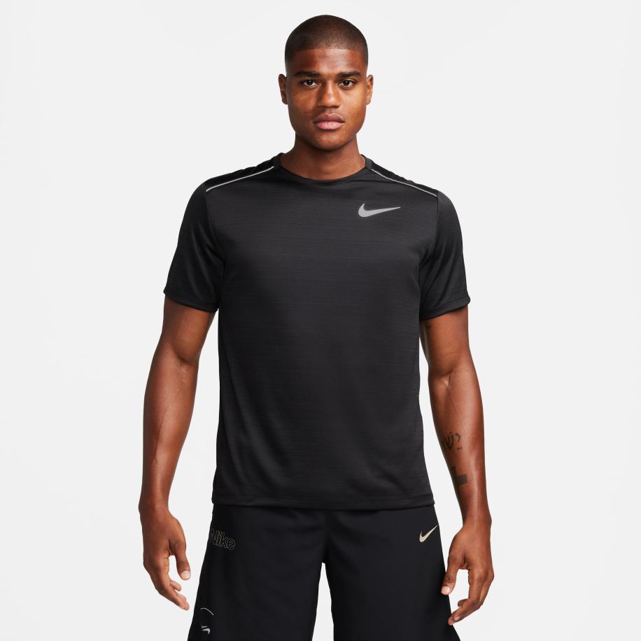 Nike Miler Hardlooptop met korte mouwen voor heren - Zwart Zwart