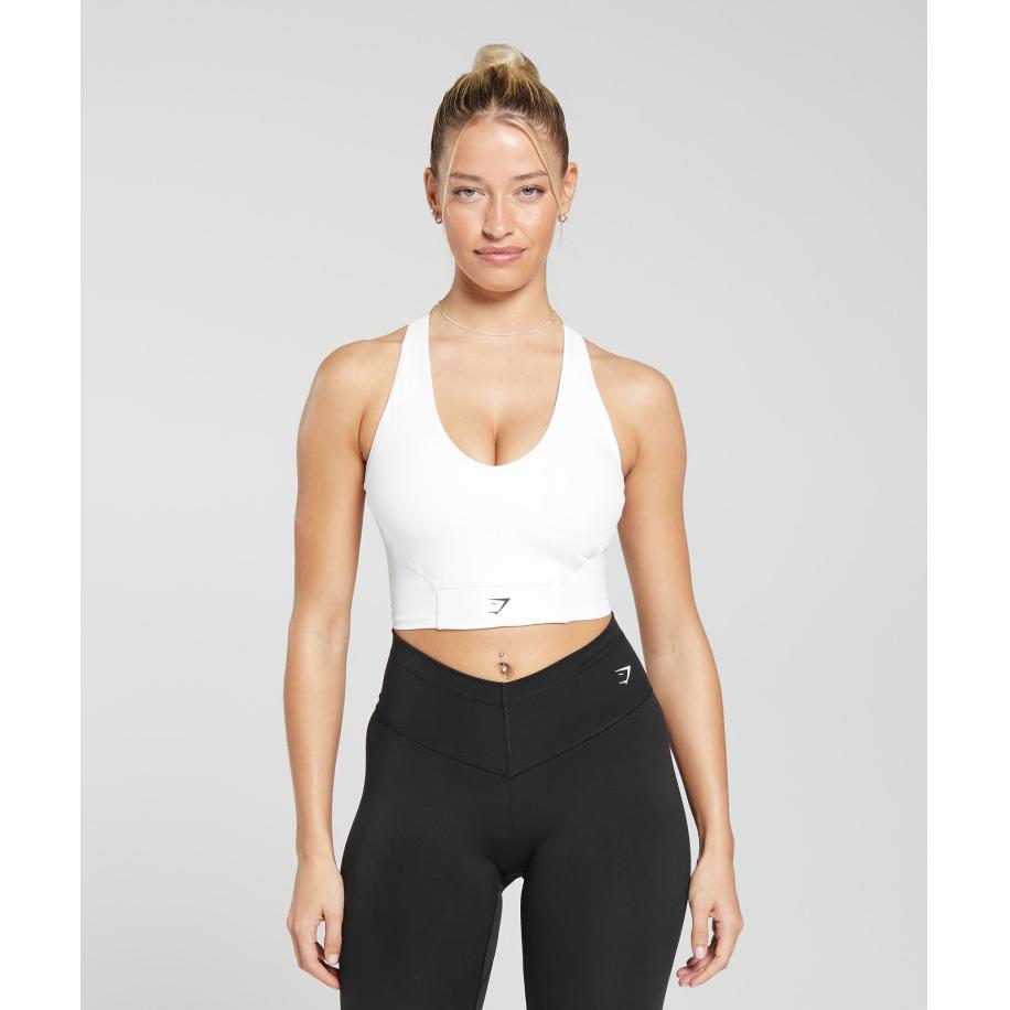 Gymshark Crop Mesh Tank White Wit