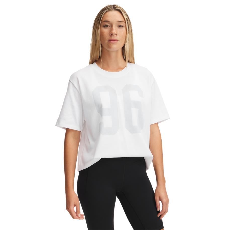 Under Armour Heavyweight 96 Oversized damesshirt met korte mouwen Wit / Halo Grijs / Wit S Wit