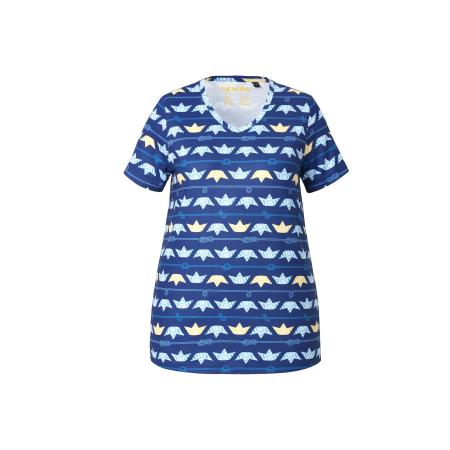 Ulla Popken Ulla Popken Functioneel shirt lichtblauw / donkerblauw / lichtgeel / wit