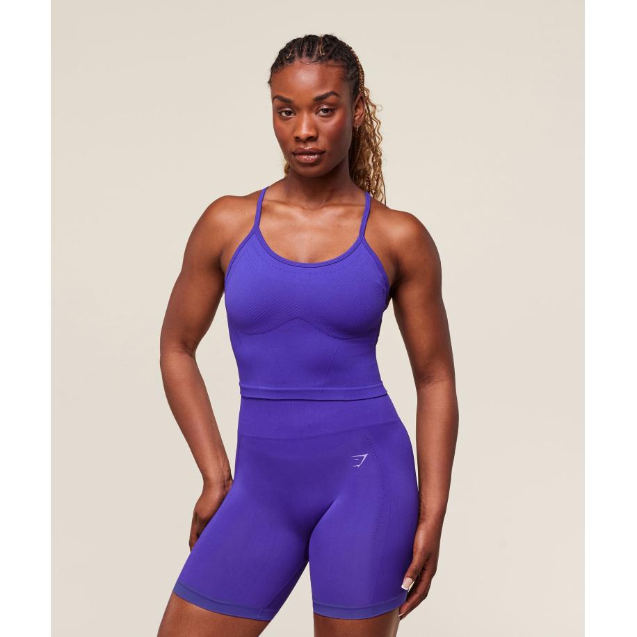 Gymshark Energised Seamless Crop Top Cobalt Purple Paars