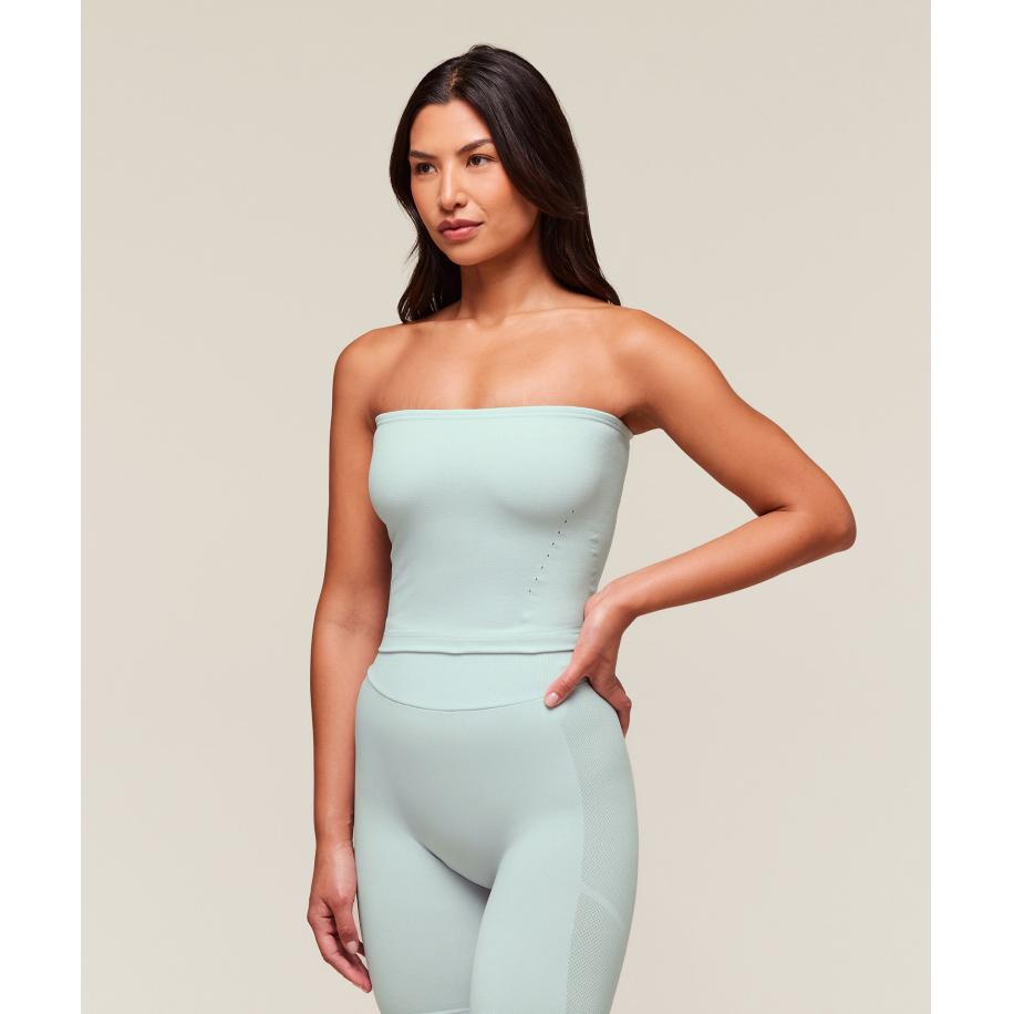 Gymshark everywear Warp Knit Tube Top Frost Blue Blauw