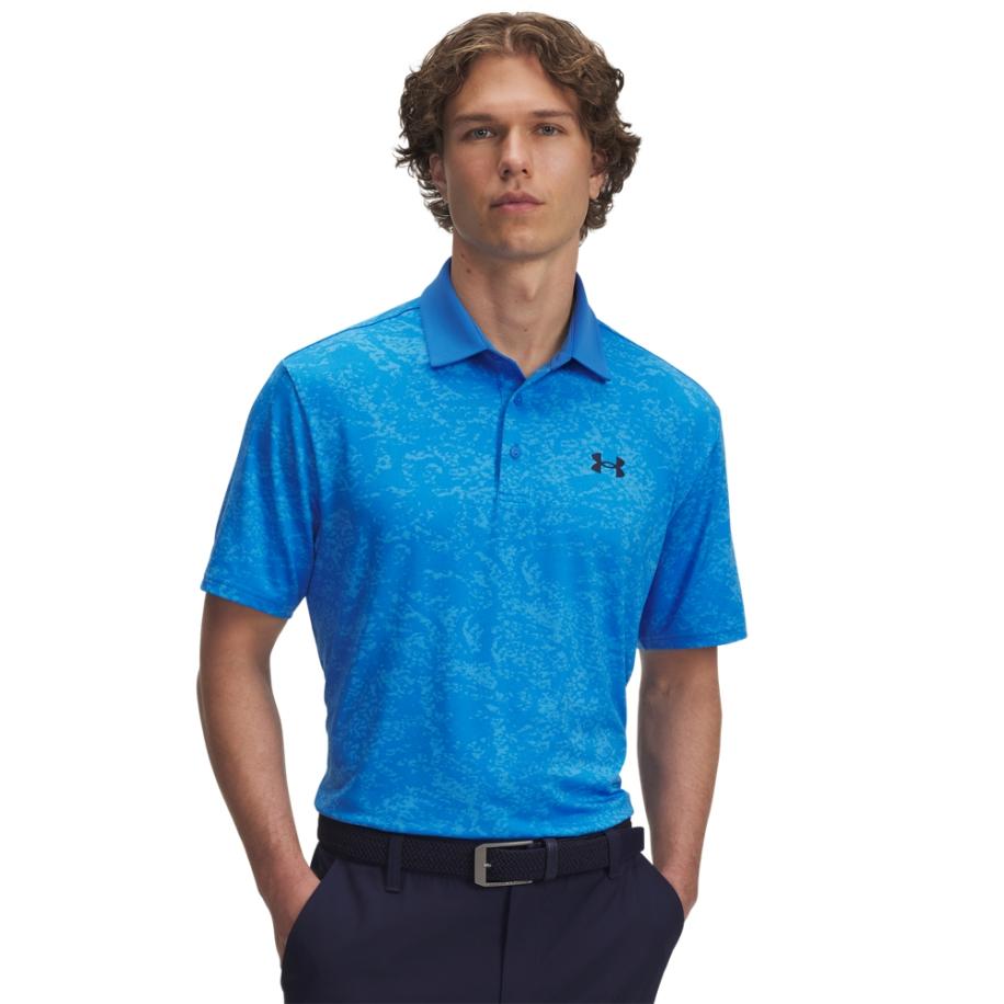 Under Armour Playoff 3.0 Printed Herenpolo Blauw Atlantis / Viral Blauw / Midnight Marineblauw XS Blauw