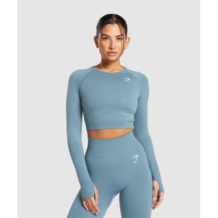Gymshark Vital Crop Top Faded Blue Marl
