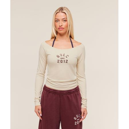 Gymshark Lifting Club 2012 Graphic Long Sleeve Top Stone Beige/Wash