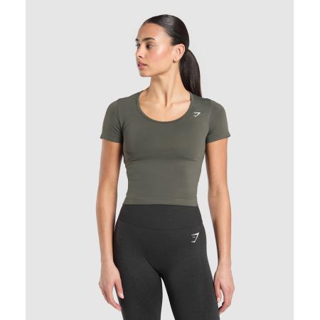 Gymshark Everyday Seamless Tight Fit Crew Neck Tee Strength Green