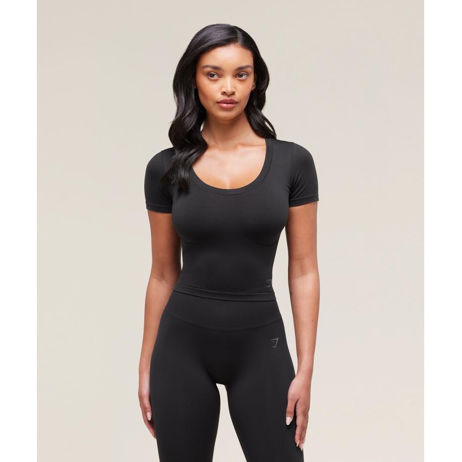Gymshark Soft Sculpt Midi T-Shirt Black Zwart