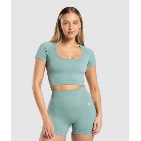 Gymshark Corset Seamless Crop Top Celeste Blue