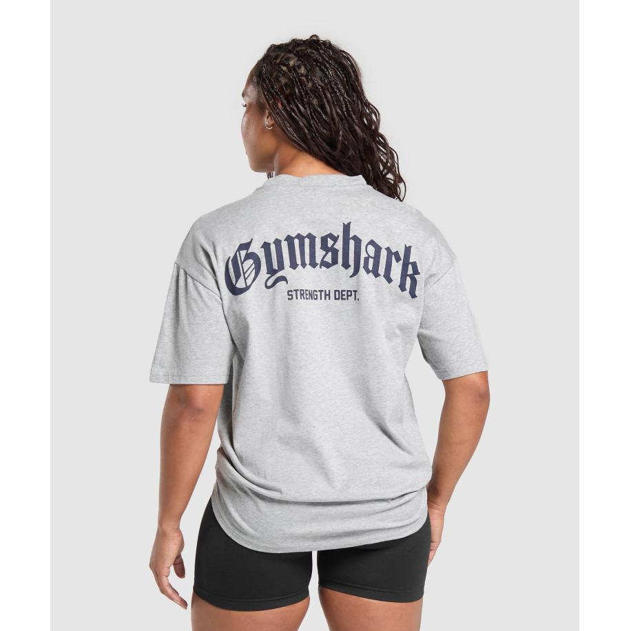 Gymshark Strength Department Graphic T-Shirt Light Grey Marl Grijs