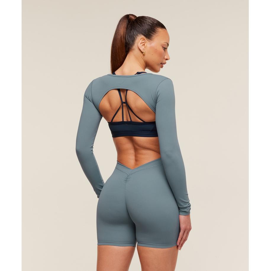 Gymshark Lifting Dipped Waistband All-In-One Iron Blue Blauw