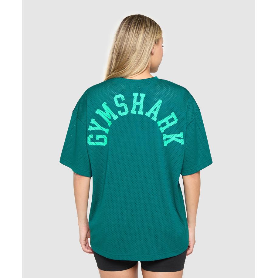 Gymshark Mesh Graphic Oversized T-Shirt Functional Teal Multicolor