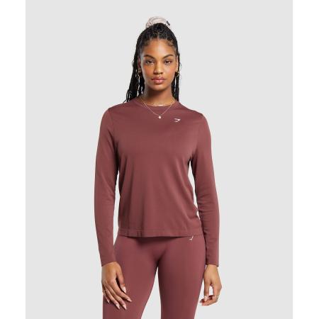Gymshark Everyday Seamless Long Sleeve Top Burgundy Brown