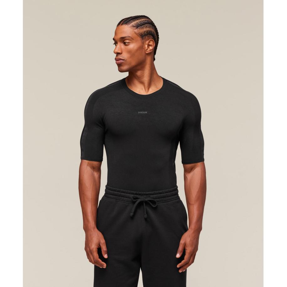 Gymshark everywear Warp Knit T-Shirt Black Zwart