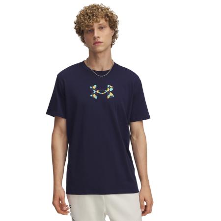 Under Armour Holiday Heavyweight Herenshirt met korte mouwen Midnight Marineblauw / Ether Blauw / Noble Goud XS
