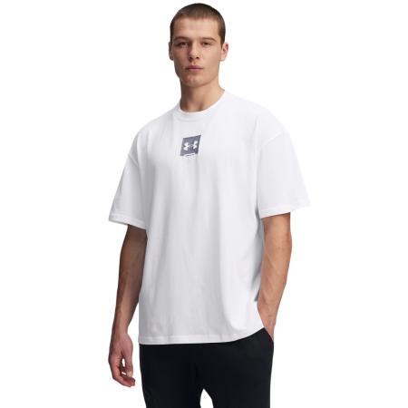 Under Armour Heavyweight SM Box Oversized herenshirt met korte mouwen Wit / Titan Grijs XL