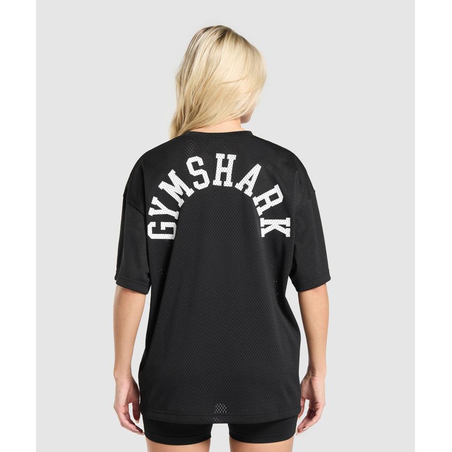 Gymshark Mesh Graphic Oversized T-Shirt Black Zwart