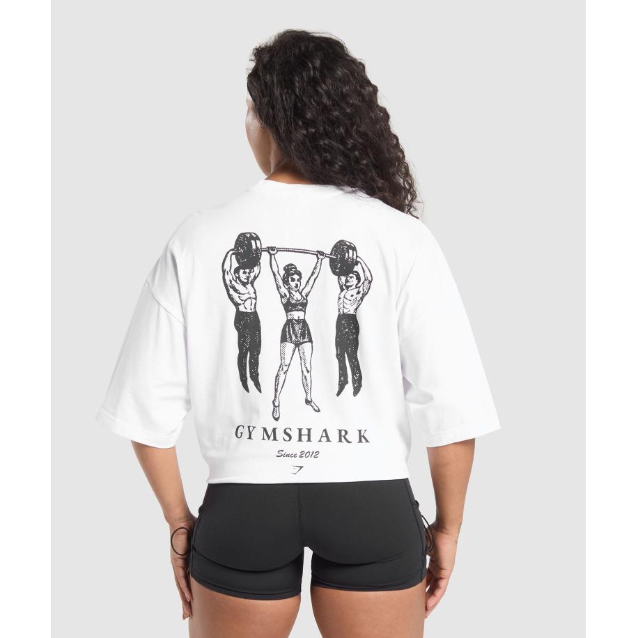Gymshark Retro Lifting Oversized T-Shirt White Wit
