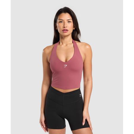 Gymshark Halter Neck Cami with Shelf Washed Berry Pink