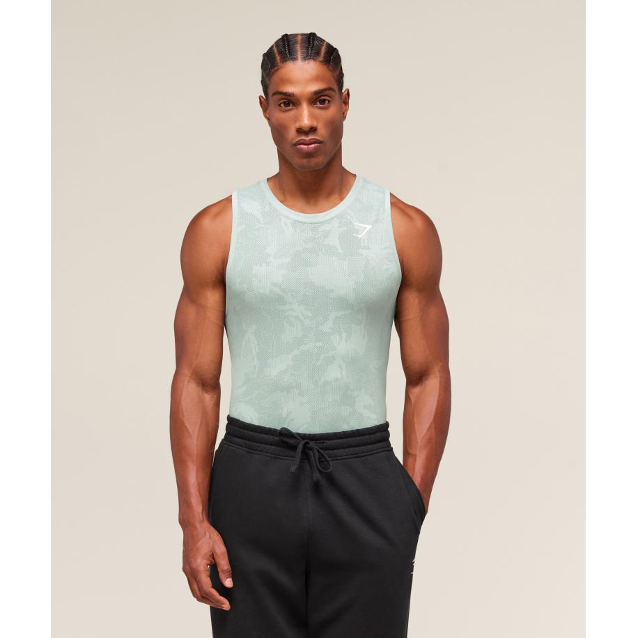 Gymshark Geo Seamless Tank Morning Blue/Celeste Blue Blauw