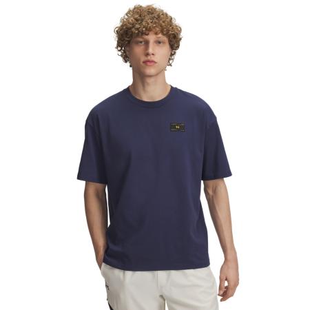 Herenshirt Under Armour Woven Label Heavyweight met korte mouwen Washed Marineblauw / Zwart XL