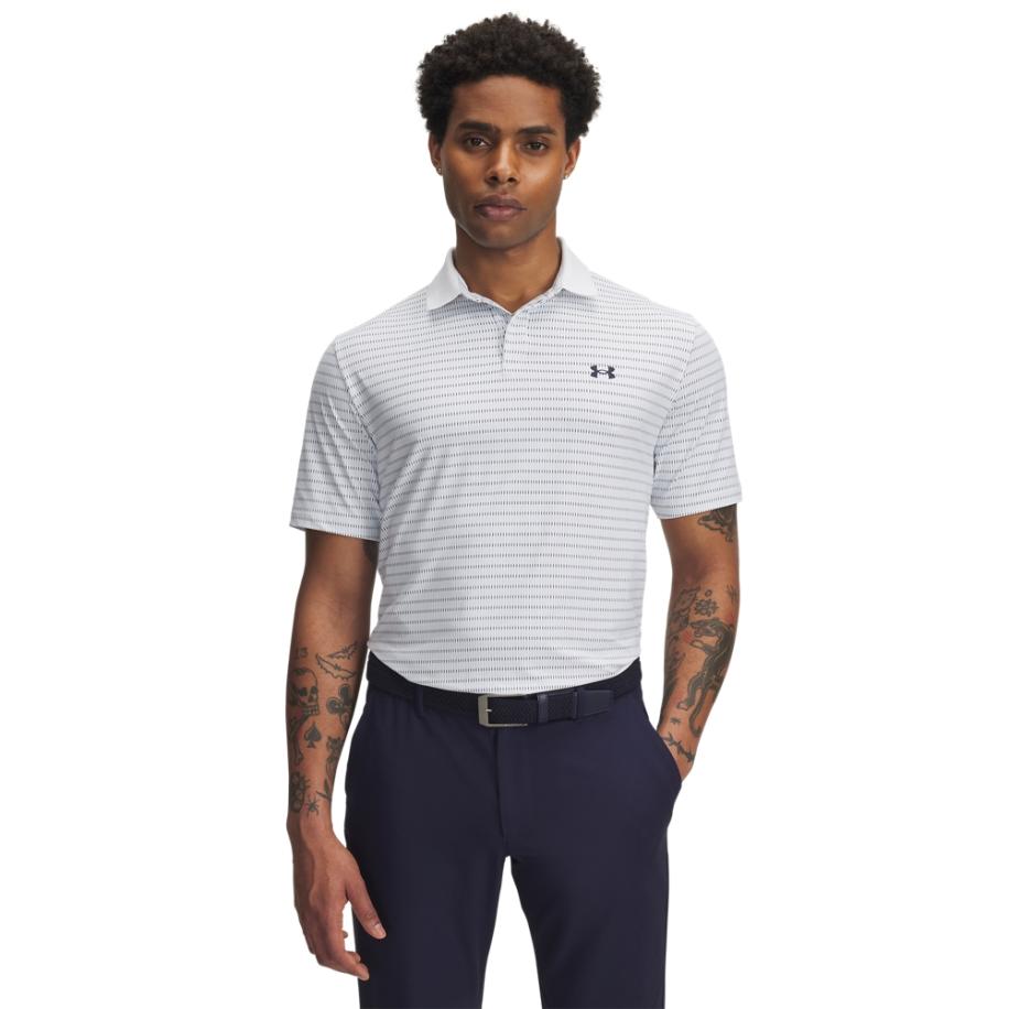 Under Armour Drive Chill Printed Herenpolo Wit / Blauw Calm / Midnight Marineblauw L Wit