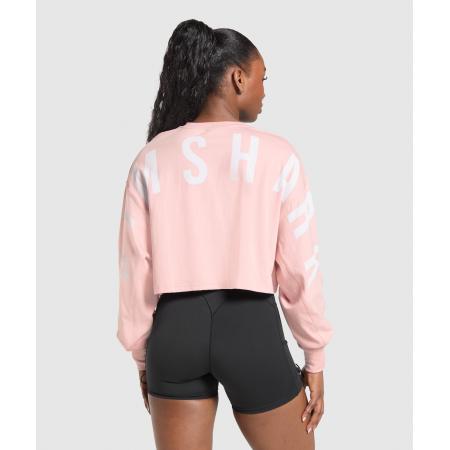 Gymshark Wordmark Graphic Long Sleeve Top Lift Pink