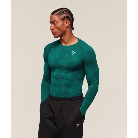 Gymshark Geo Seamless Long Sleeve T-Shirt Motivate Teal/Strong Teal