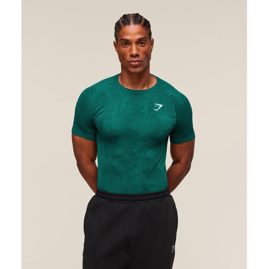 Gymshark Geo Seamless T-Shirt Motivate Teal/Strong Teal Multicolor