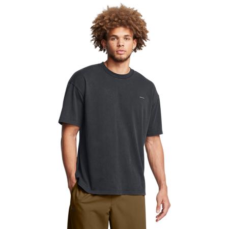T-shirt voor heren Under Armour Heavyweight Oversized Logo Wash met korte mouwen Zwart / Wit XS