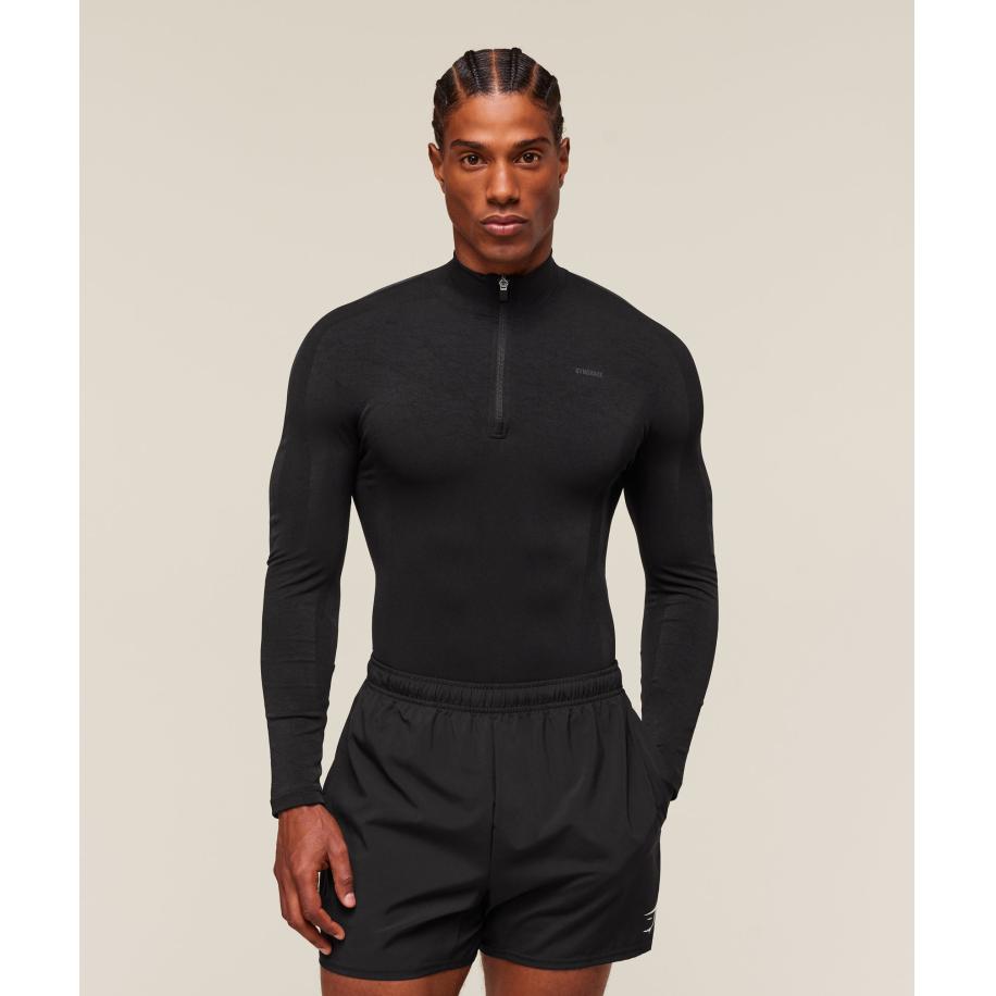Gymshark everywear Warp Knit 1/4 Zip Black Zwart
