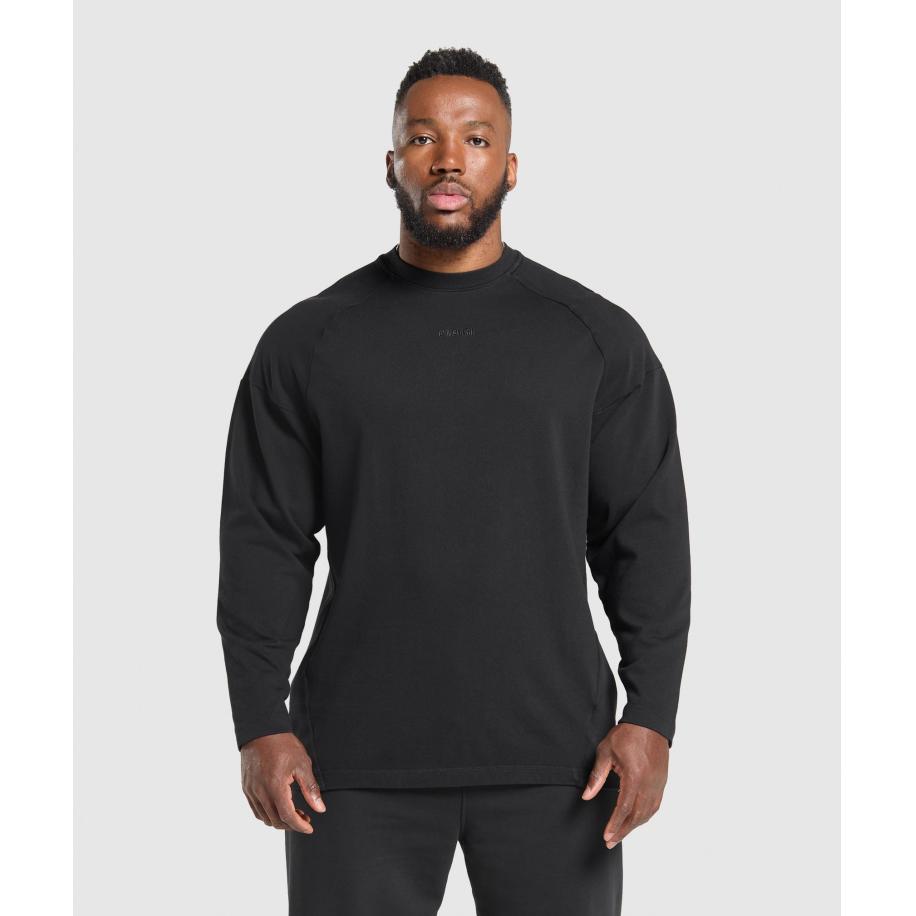Gymshark Heavyweight Long Sleeve T-Shirt Black Zwart