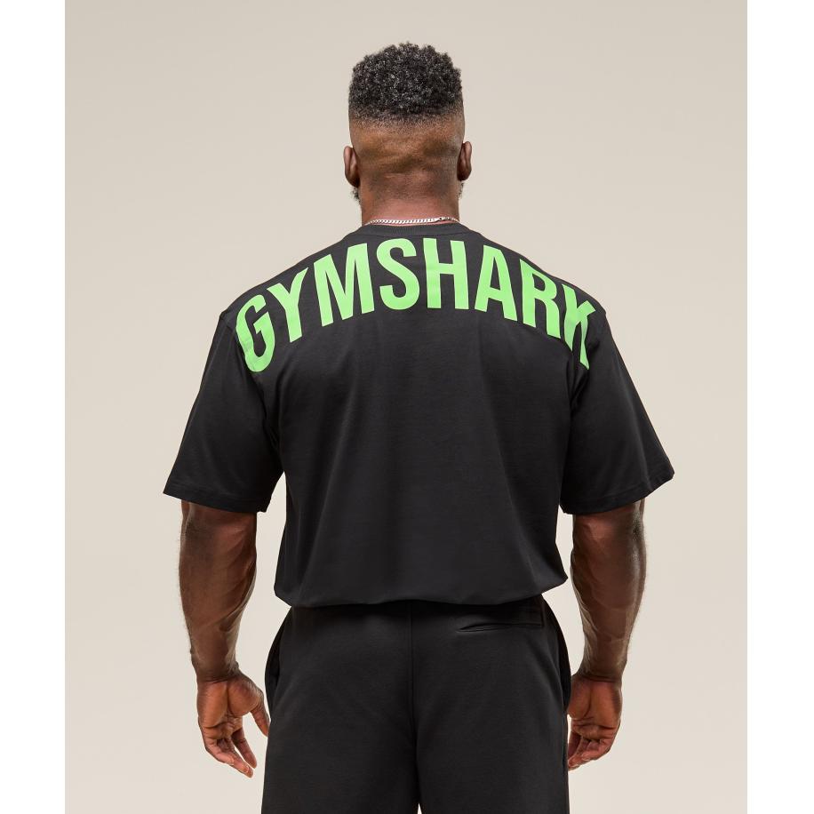Gymshark Power T-Shirt Black/Energy Gelato Green Zwart
