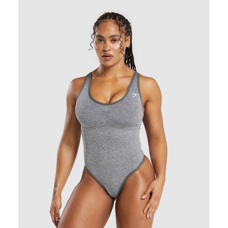 Gymshark Lift Seamless Bodysuit Brushed Grey/White Marl