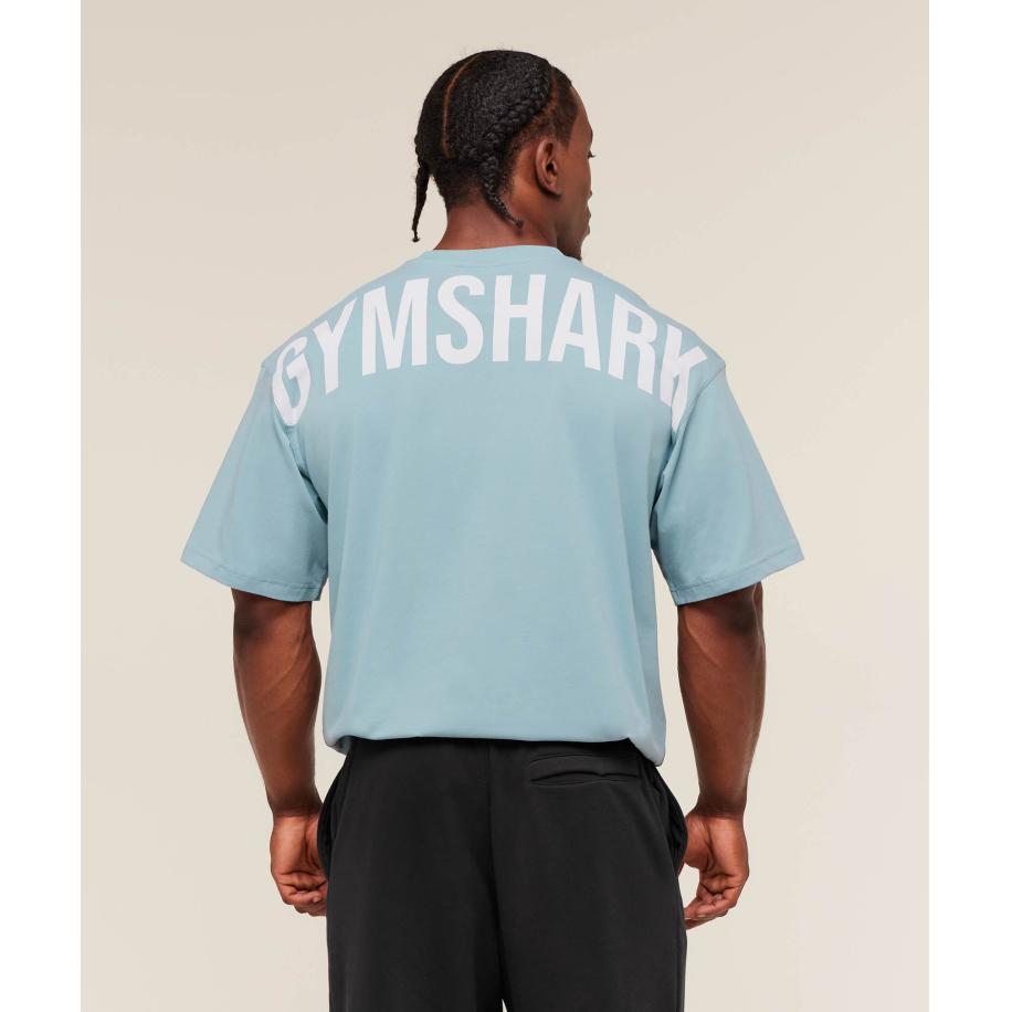 Gymshark Power T-Shirt Bench Blue Blauw