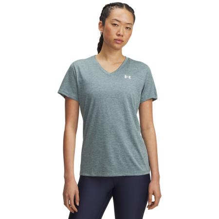 Under Armour Tech™ Twist Damesshirt met V-hals en korte mouwen Jasper Blauw / Wit XXL