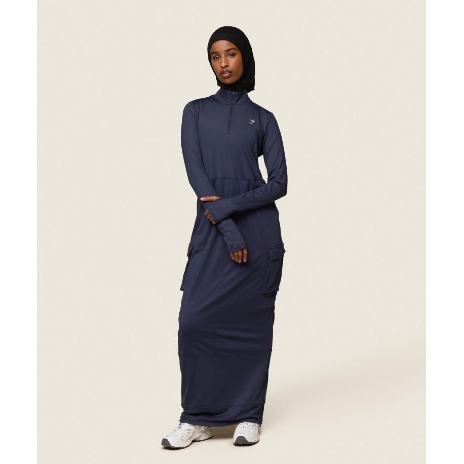 Gymshark GS x Leana Deeb Abaya Midnight Blue Blauw