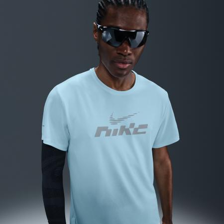 Nike Miler Flash UV-hardlooptop met korte mouwen en Dri-FIT voor heren - Blauw