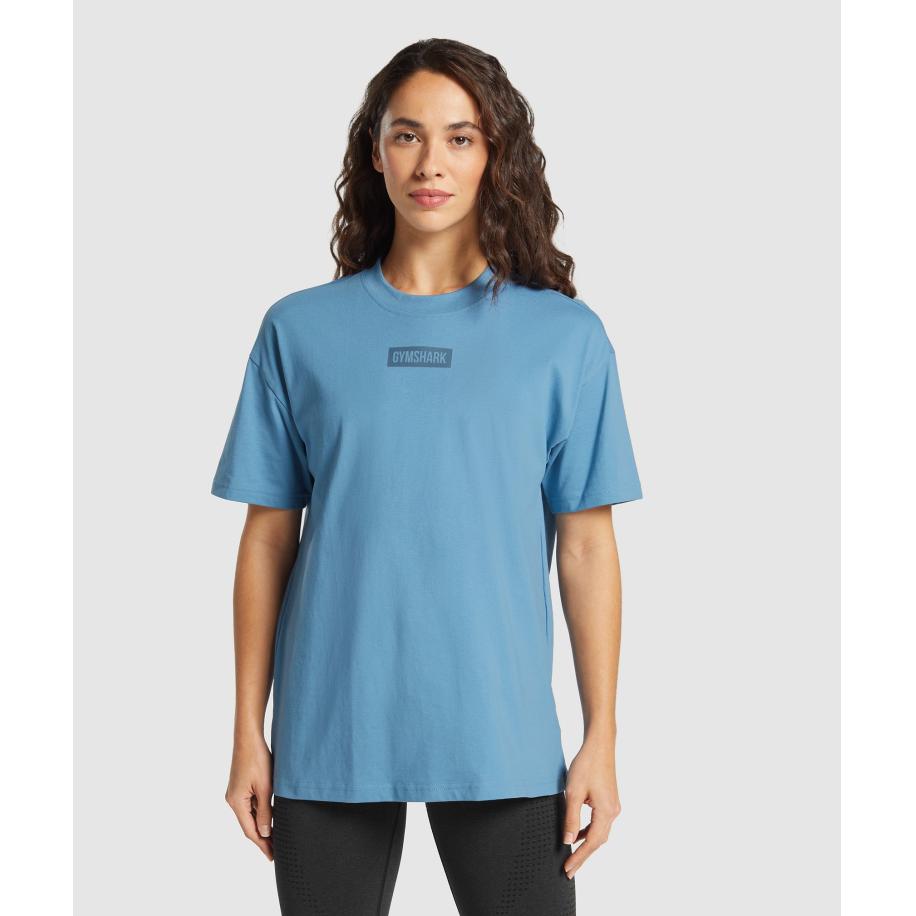 Gymshark Block Oversized T-Shirt Classic Blue Blauw