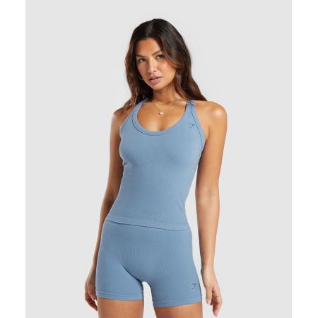 Gymshark Ribbed Cotton Seamless Tank Faded Blue