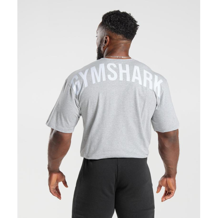 Gymshark Power T-Shirt Light Grey Core Marl Grijs