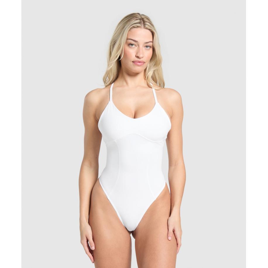 Gymshark Strappy All in One Bodysuit White Wit