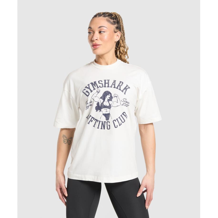 Gymshark Lifting Girl Graphic Oversized Tee Soft White Wit