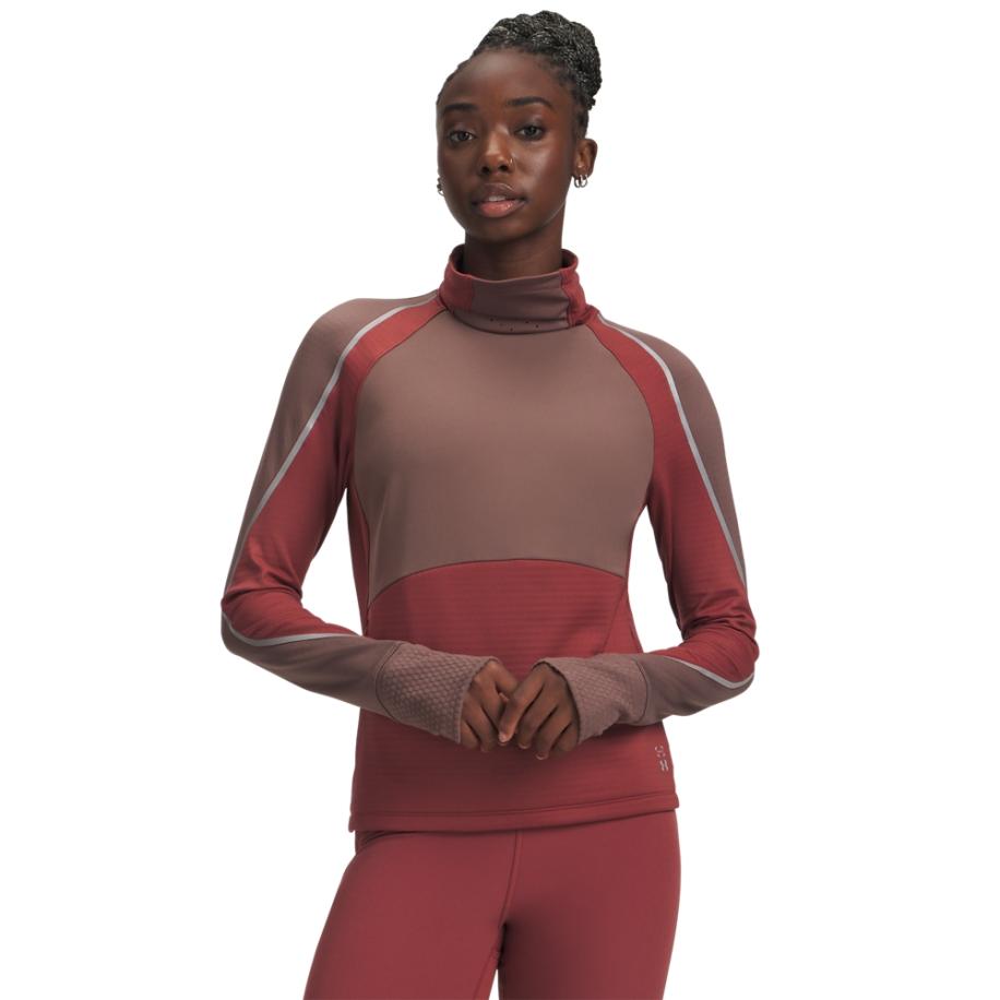 Under Armour Halo Run Cold Weather damesitem met colkraag Cinna Rood / Sierra Taupe / Reflecterend XS Rood