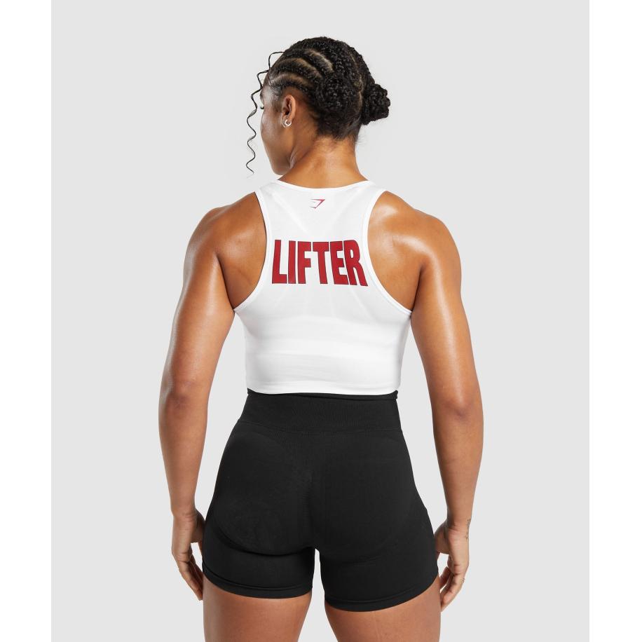 Gymshark Strong Lifter Crop Tank White Wit