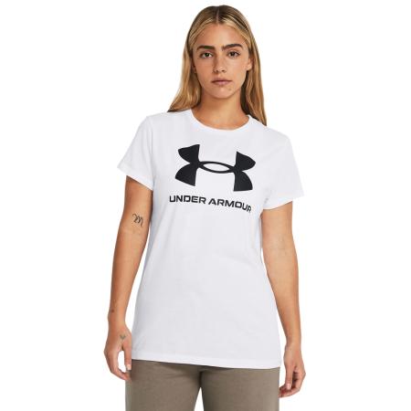 Damesshirt Under Armour Rival Logo met korte mouwen Wit / Zwart S