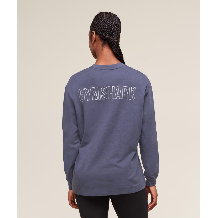 Gymshark Trace Graphic Long Sleeve Top Weighted Purple Paars