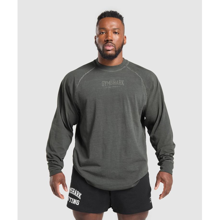Gymshark Heavyweight Long Sleeve T-Shirt Black/Wash Zwart