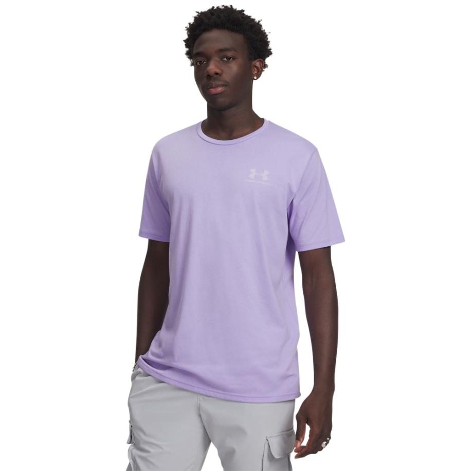 Under Armour Left Chest Logo Herenshirt met korte mouwen Transparent / Distant Grijs XS Paars