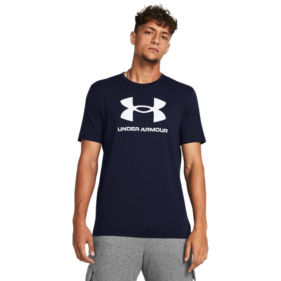 Under Armour Logo Herenshirt met korte mouwen Academy / Wit M Blauw