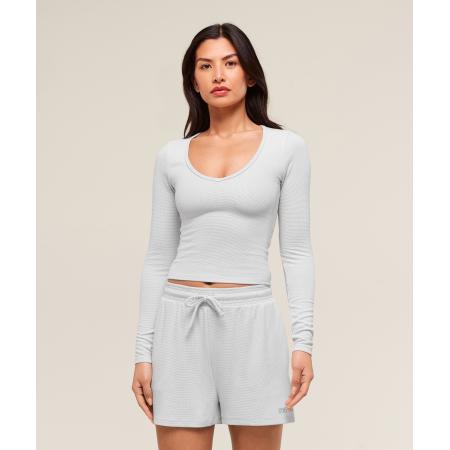 Gymshark Waffle Long Sleeve Top Light Grey